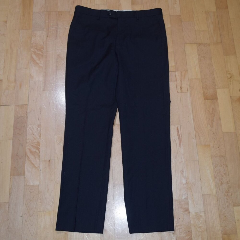 MANTONI  Men's Sz 34 X 32 Super Fine Wool BLACK No Pleat  Dress Pants